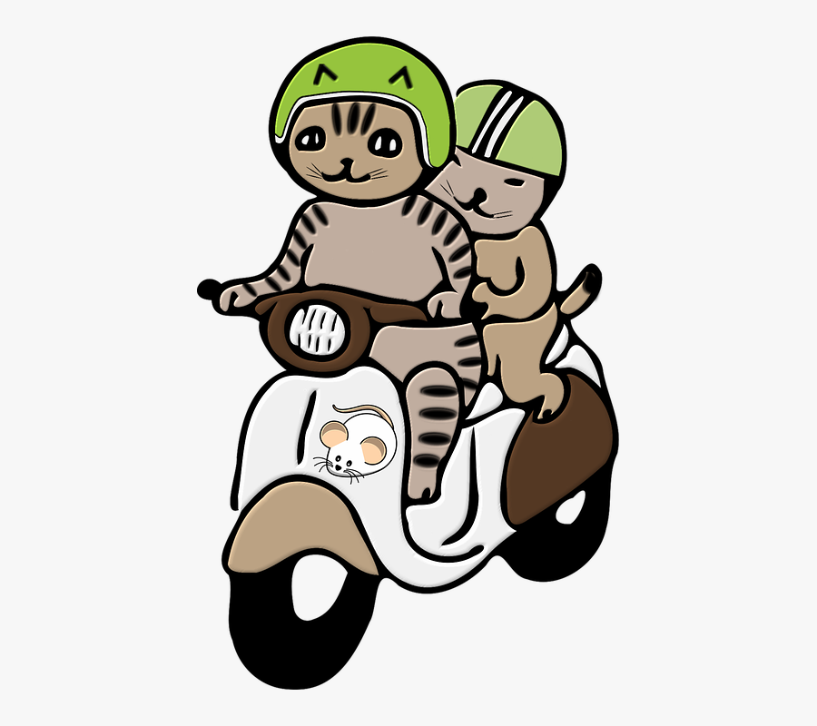 Cats, Helmet, Png, Scooter, Motorcycle, Headlights - Cat Scooter, Transparent Clipart