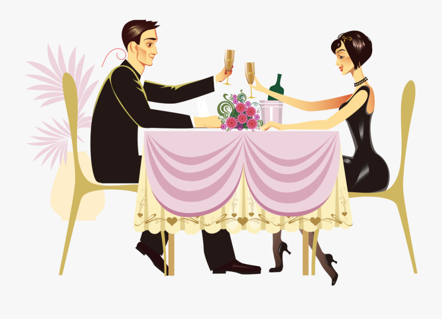 Clip Art Couple Cartoon - Buona Cena Amore Mio, Transparent Clipart