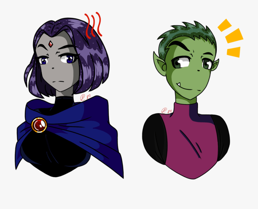 Raven X Beast Boy Teen Titans Drawn By Me By Fnafanimeart112 - Raven, Transparent Clipart