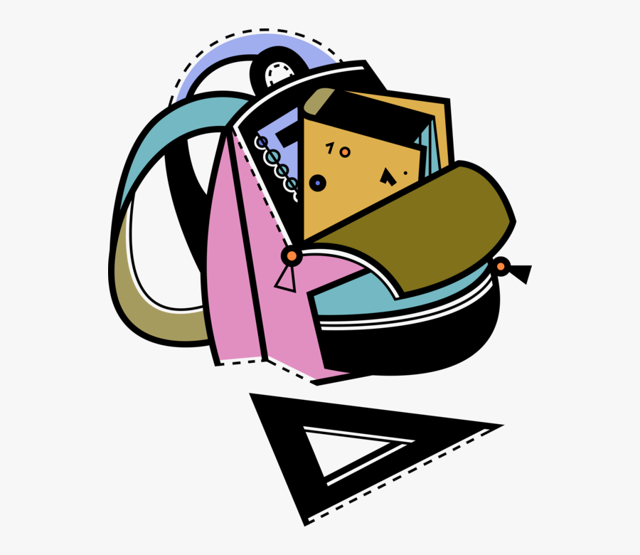 Vector Illustration Of Student"s School Knapsack Schoolbag, Transparent Clipart