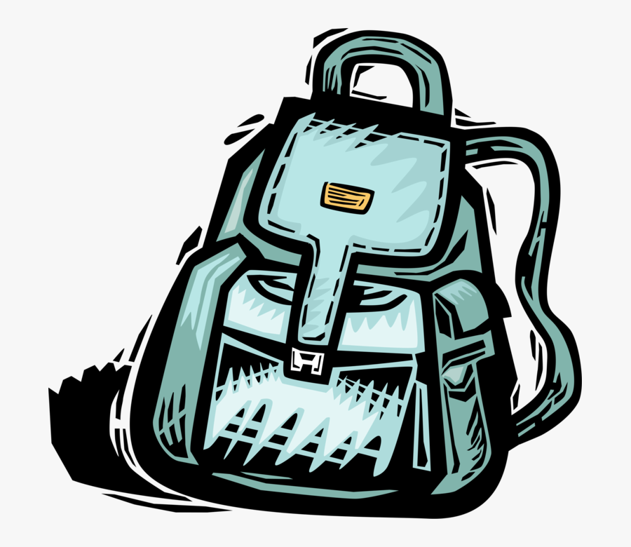 Vector Illustration Of Student"s School Backpack Knapsack, Transparent Clipart