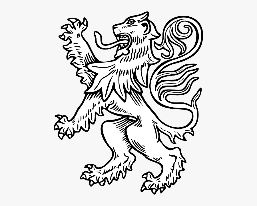 Lion, White, Rampant, Antique, Graphic, Roaring, Transparent Clipart