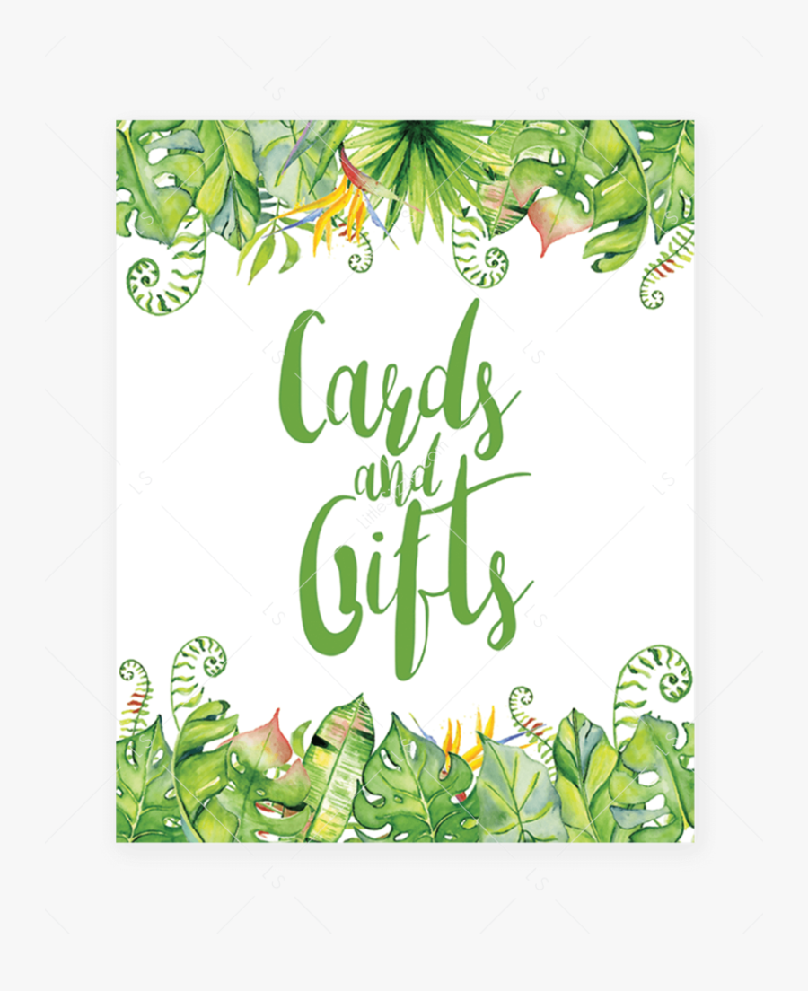 Luau Shower Cards And Gifts Sign Printable By Littlesizzle - Transparent Background Leaf Cartoon, Transparent Clipart