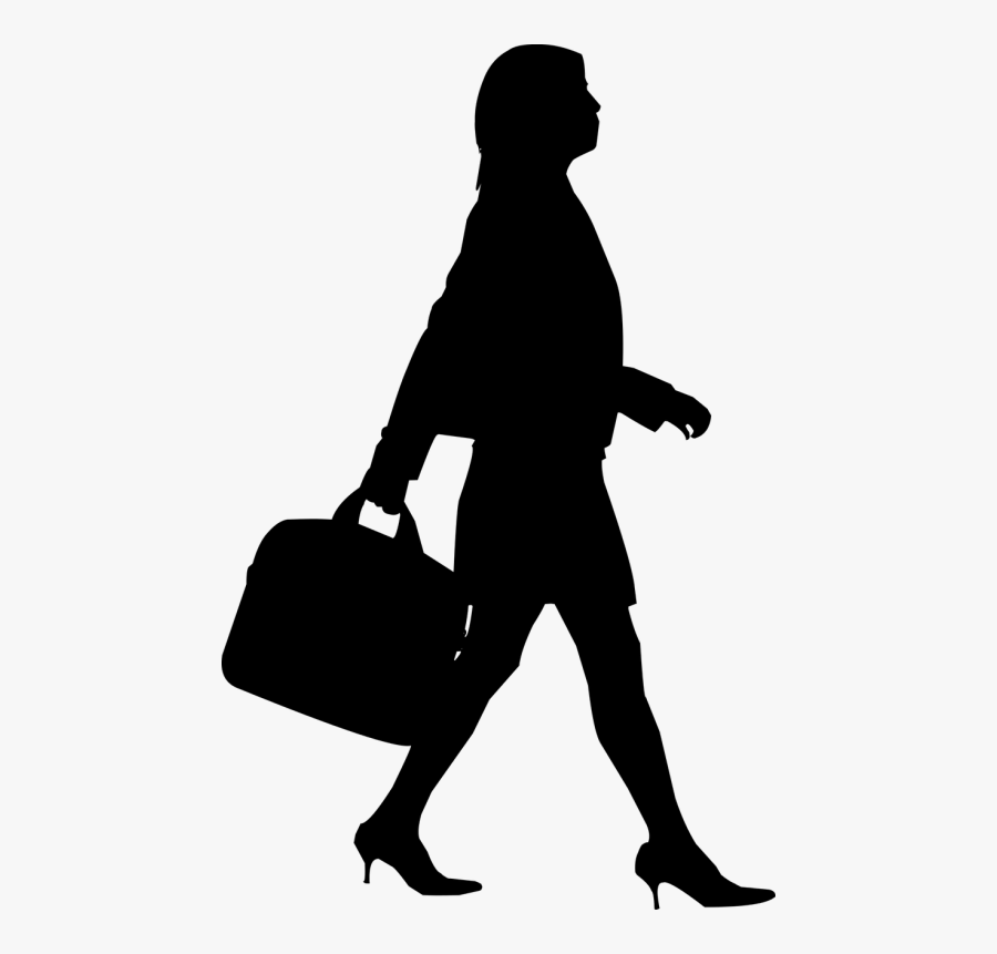 Silhouette, Business, Woman, Walking, Full Length, - Business Women Silhouette Png, Transparent Clipart