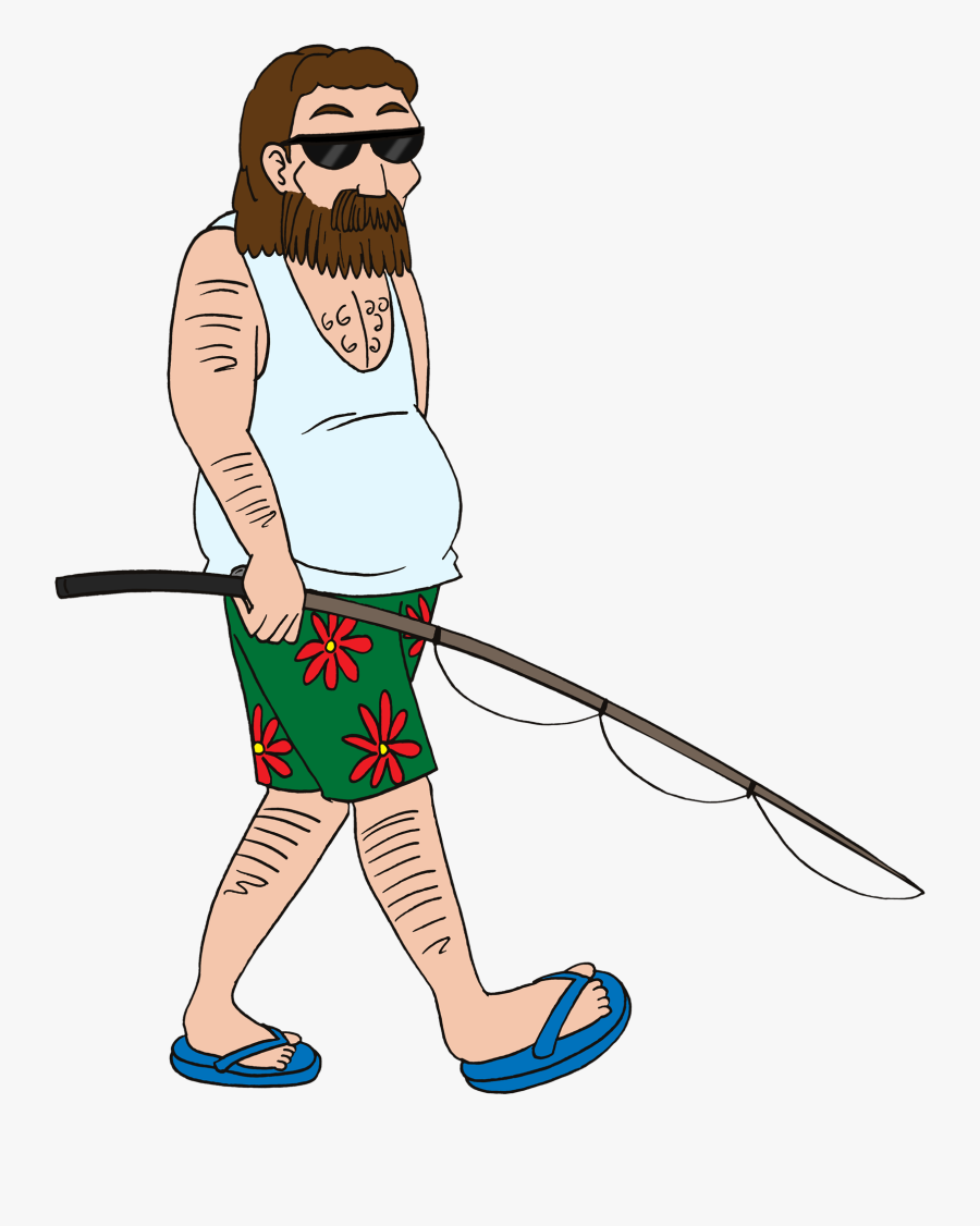 Dude Let"s Go Surf Fishing - Cartoon, Transparent Clipart