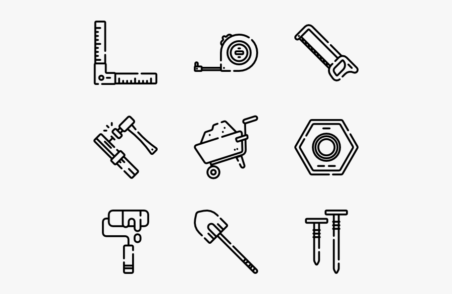 Carpenter Tools And Elements - Carpentry Tools Icons, Transparent Clipart