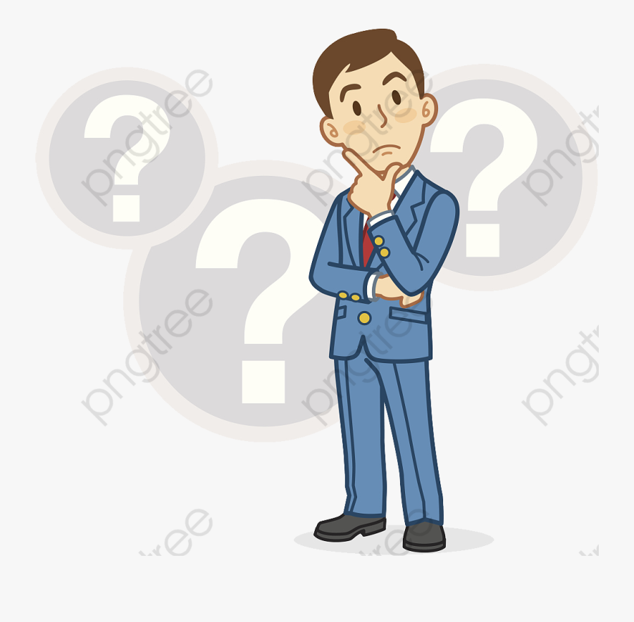 Transparent Man Clipart - Business Man Thinking Cartoon, Transparent Clipart