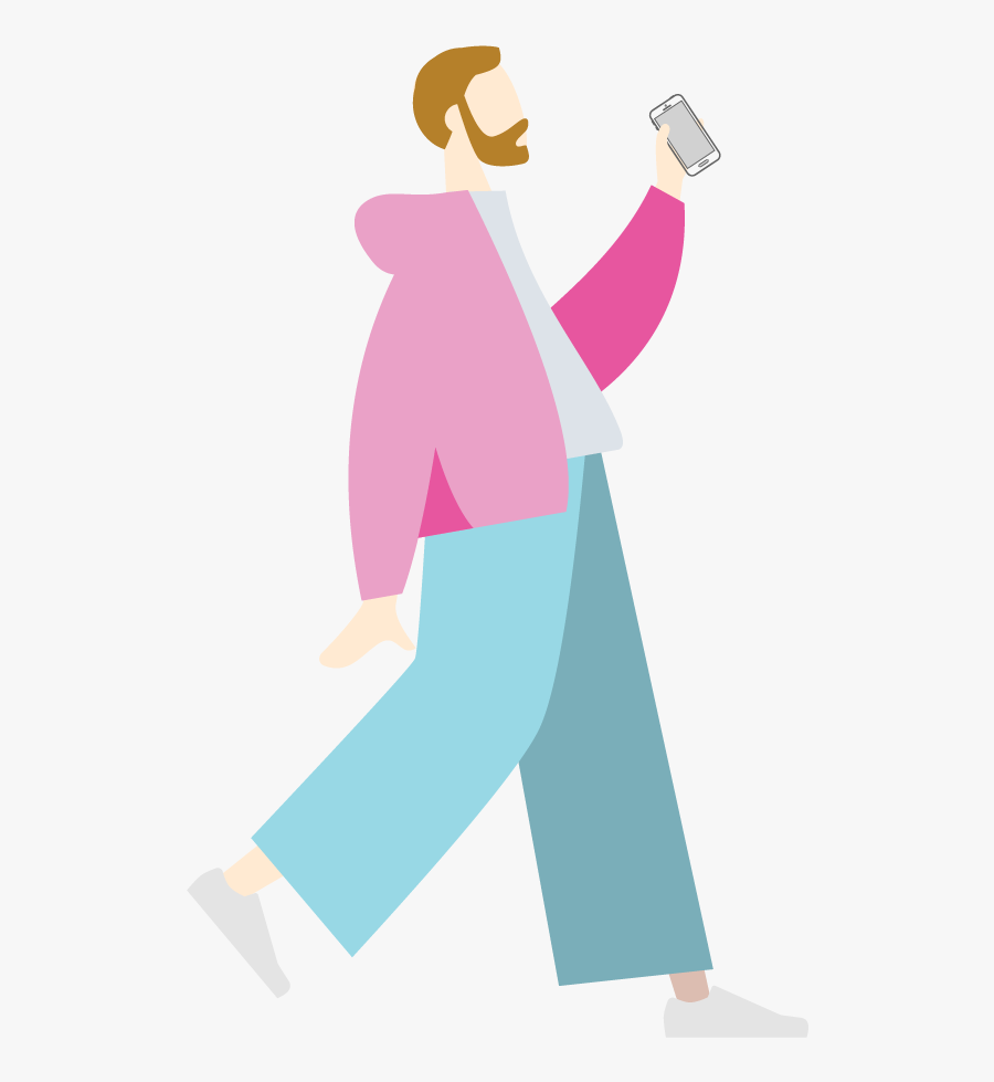 An Illustration Of A Man Holding A Cell Phone - Illustration, Transparent Clipart