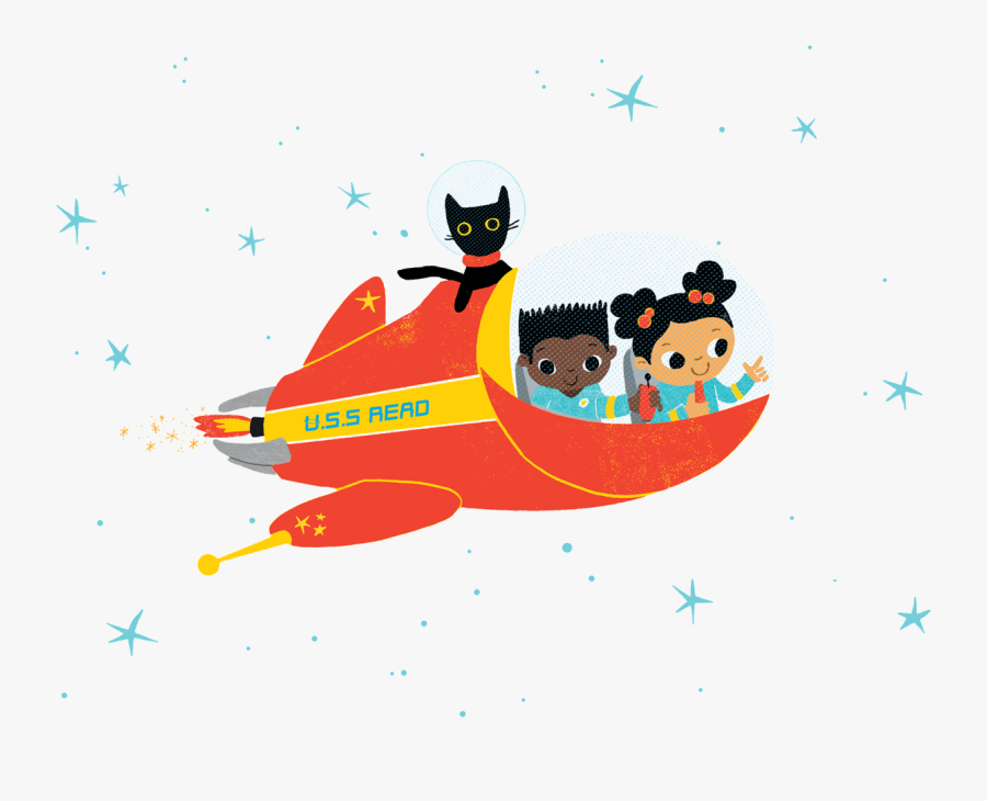 Image Of A Space Ship With A Boy, A Girl, And A Black, Transparent Clipart