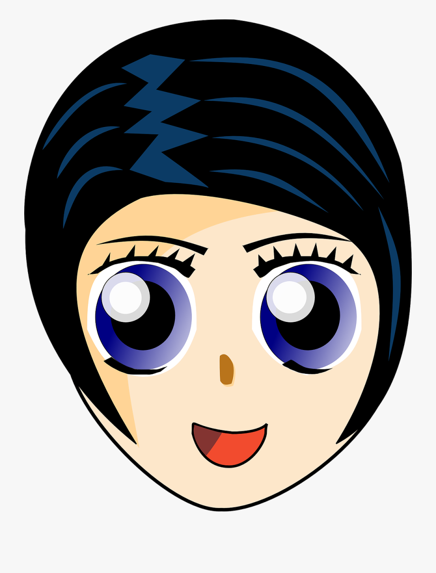 Black Hair Blue Eyes Clipart, Transparent Clipart