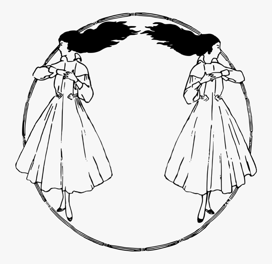 Two Girls Circle Frame - Clip Art, Transparent Clipart