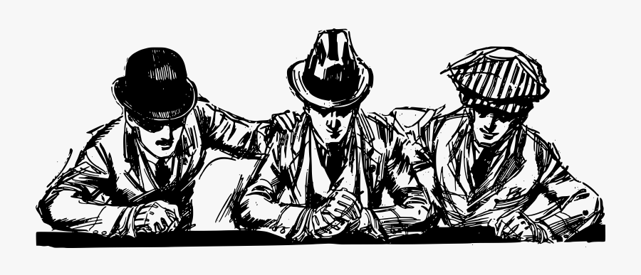 Three Men Looking Down Clip Arts - Looking Down Clipart Black And White, Transparent Clipart