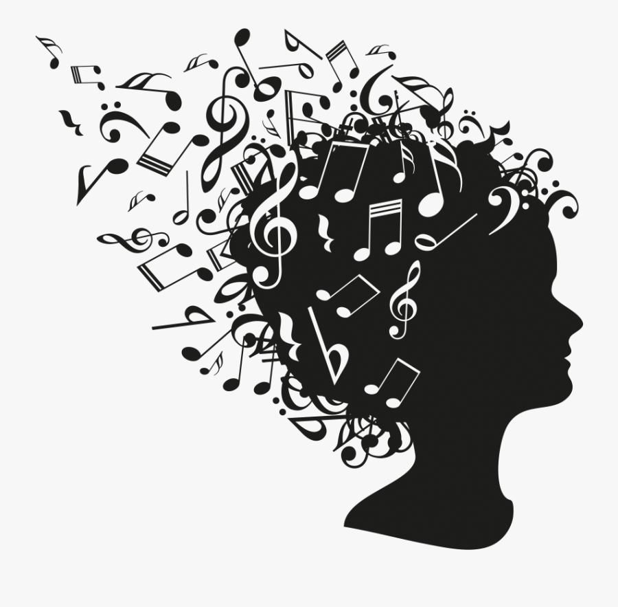 Musical Notes Digi Stamp - Musical Notes With A Girl, Transparent Clipart