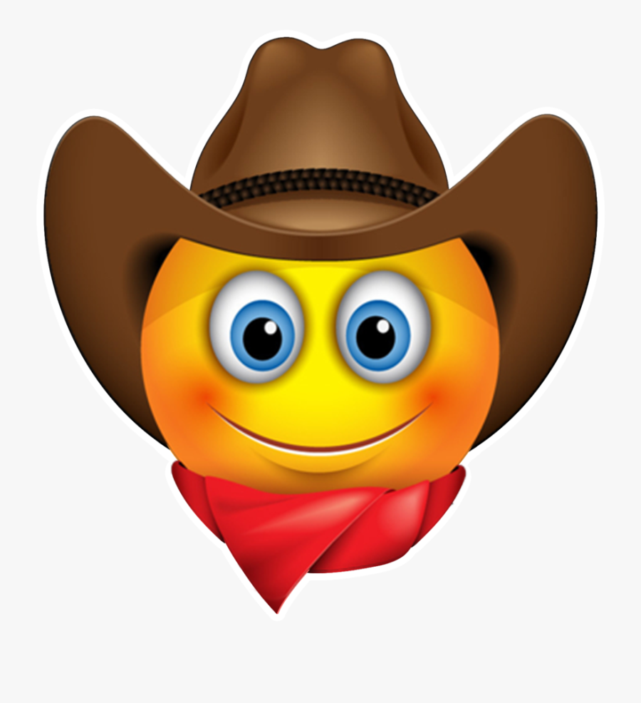 Emoticon Smiley Sunglasses Cowboy Emoji Free Download - Smiley Cowboy, Transparent Clipart