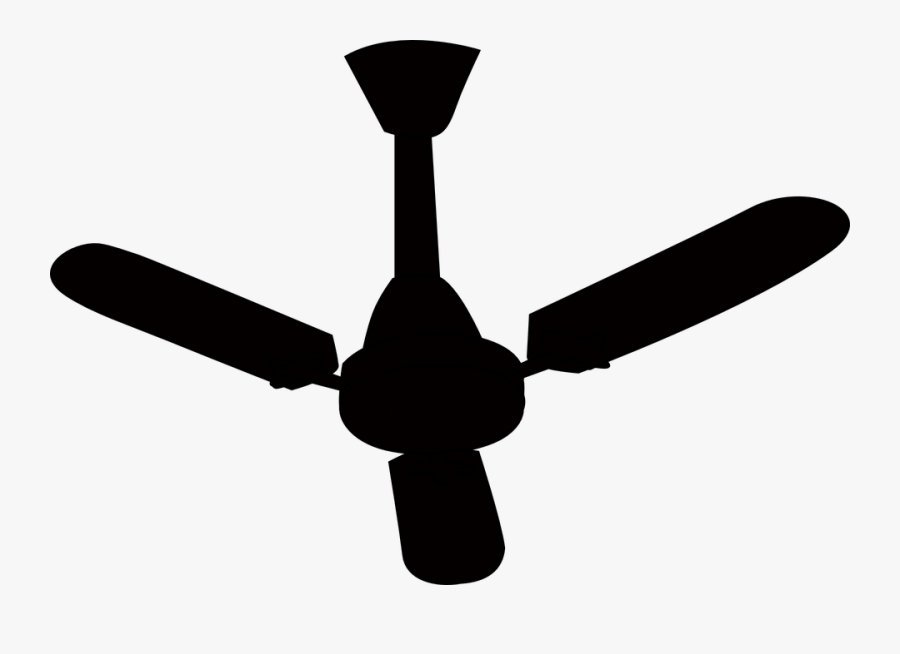Fan, Ceiling, Ventilator, Blower, Silhouette, Black - Ceiling Fan Clipart Black And White, Transparent Clipart