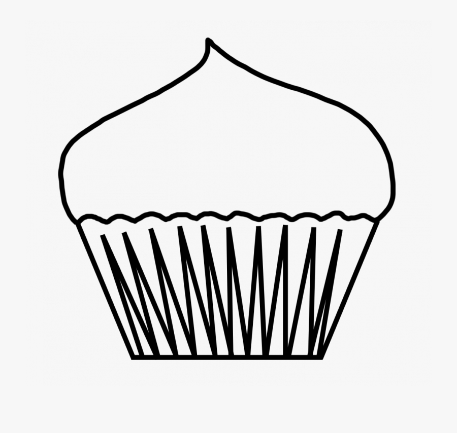 Outline Cupcake Clipart Black And White Png, Transparent Clipart