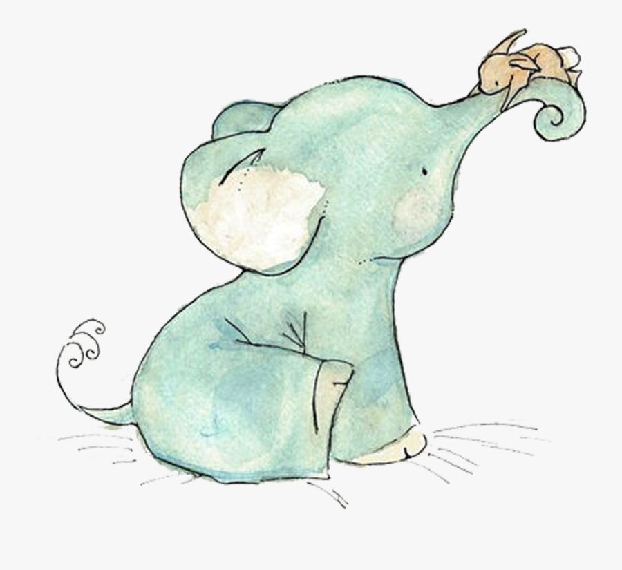 Cute Little Elephant Printmaking Child Painting Drawing - Illustration, Transparent Clipart