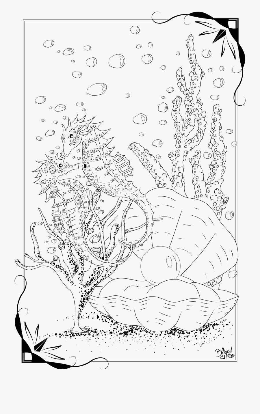 Clip Art Drawing Underwater - Garden Lineart, Transparent Clipart