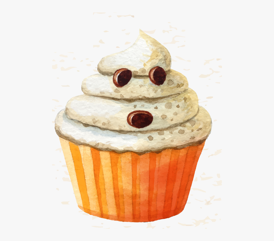Vector Cupcakes Watercolor - Transparent Watercolor Cake Png, Transparent Clipart