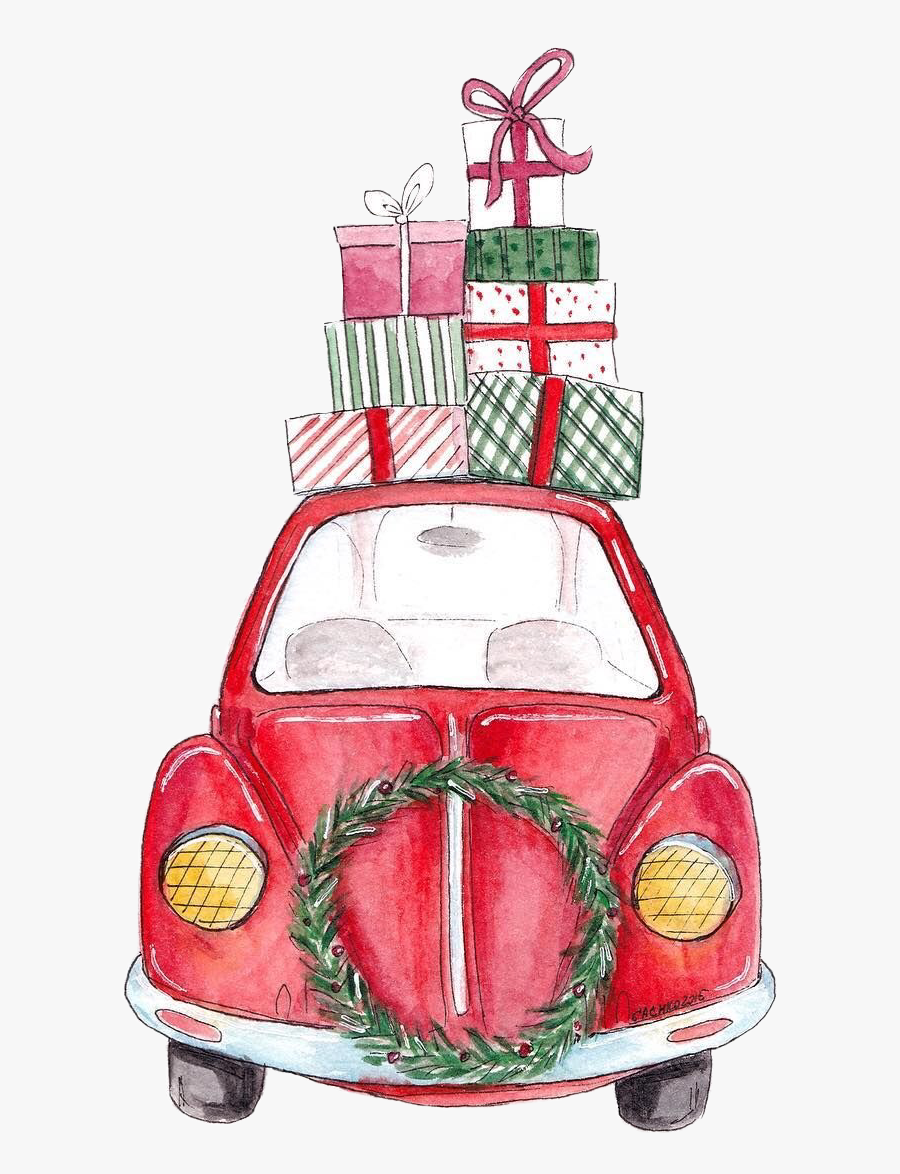 #sticker #cute #christmas #christmaspresents #presents - Christmas Car Drawing, Transparent Clipart