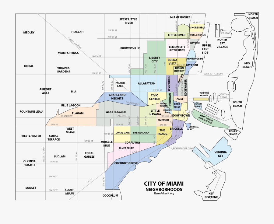 City Of Miami Neighborhoods, Transparent Clipart