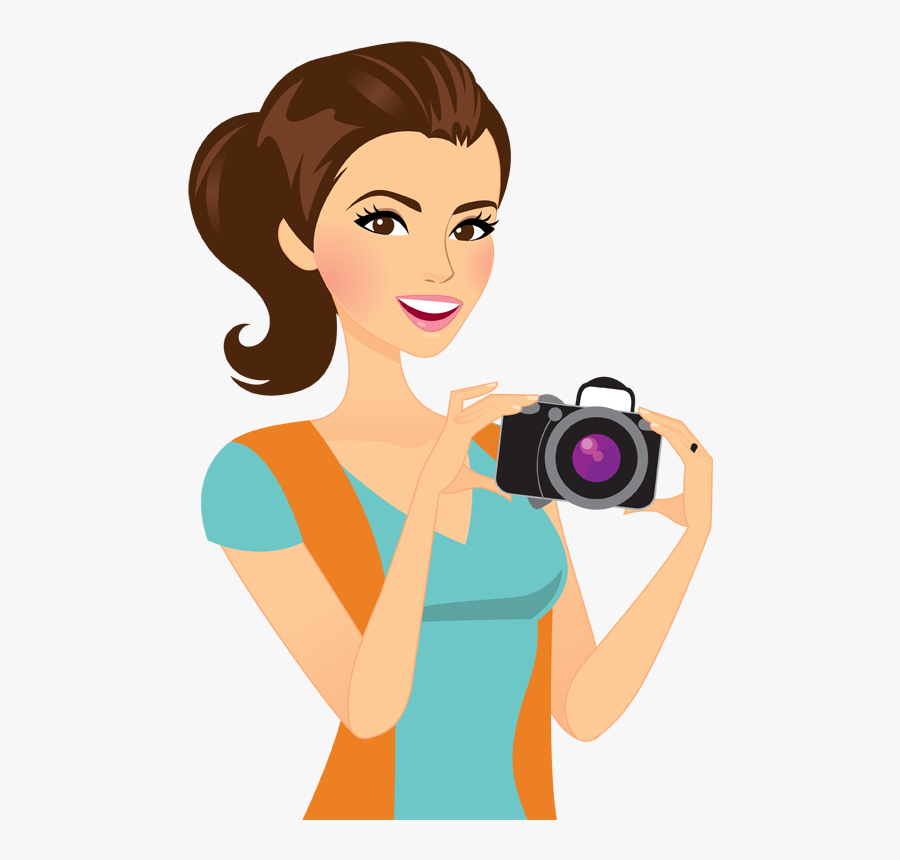 Cartoon Female With Camera, Transparent Clipart