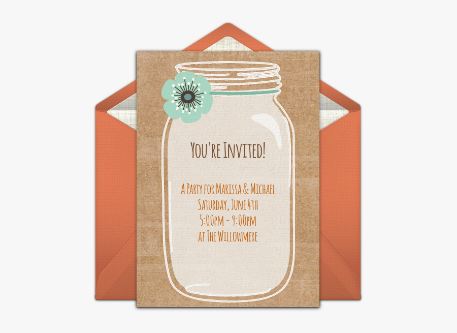 Mason Jar Invitation - Wedding Invitation, Transparent Clipart