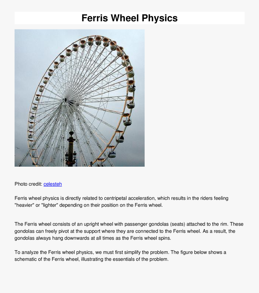 Rotation Around A Fixed Axis Physics Ferris Wheel Motion - Explanation Of Moment Of Inertia Ferris Wheel, Transparent Clipart
