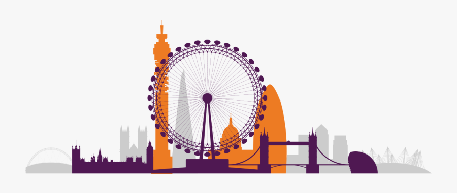 Orange London Skyline, Transparent Clipart