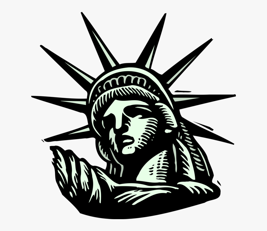 Vector Illustration Of Statue Of Liberty Colossal Neoclassical - Symbols Or Pictures That Represent America, Transparent Clipart