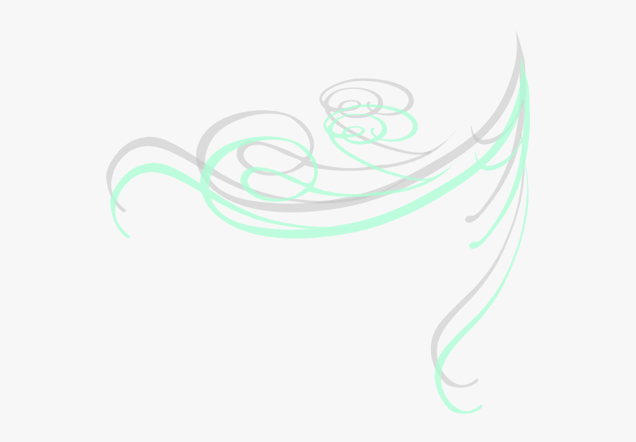 Mint Green Swirls, Transparent Clipart