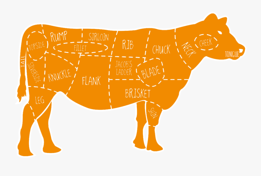Transparent Cooked Steak Clipart - Cow Meat Map, Transparent Clipart