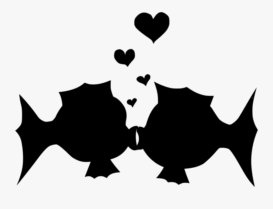 Kissing Fish Silhouette, Transparent Clipart