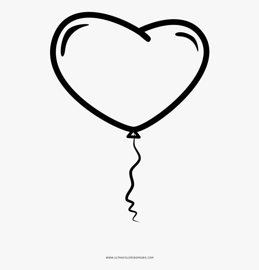Heart Balloon Coloring Page - Heart, Transparent Clipart