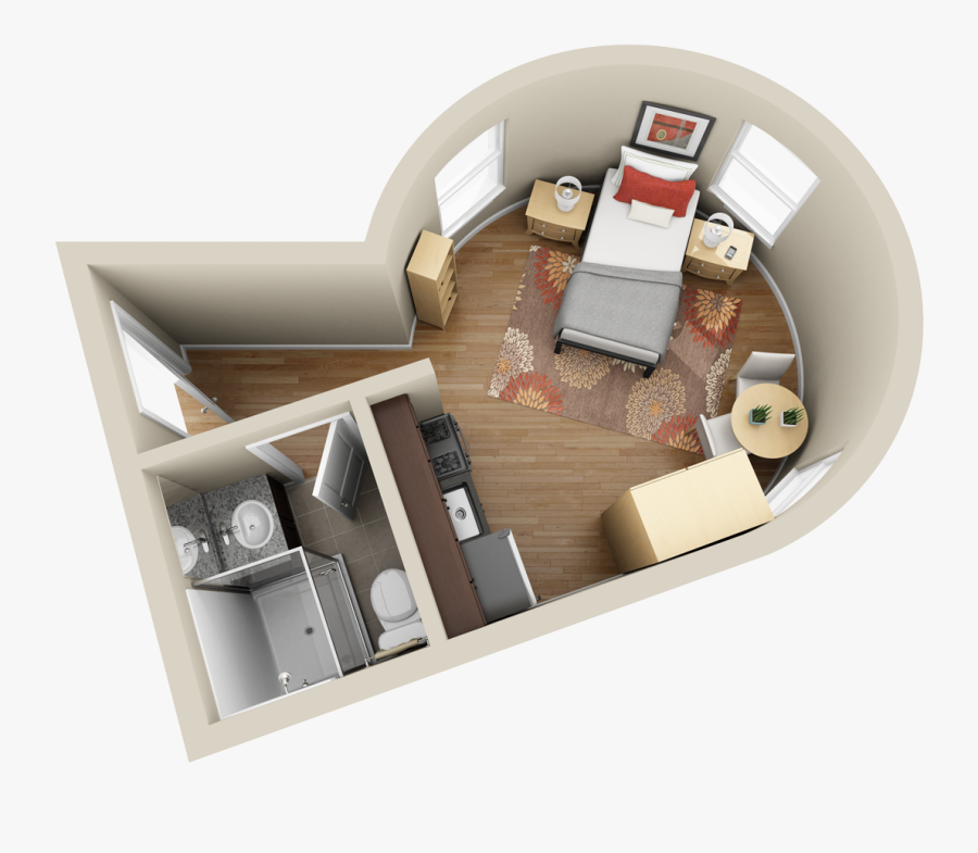 Make Your Floor Plans Pop - 3d Studio Apartment Layout, Transparent Clipart