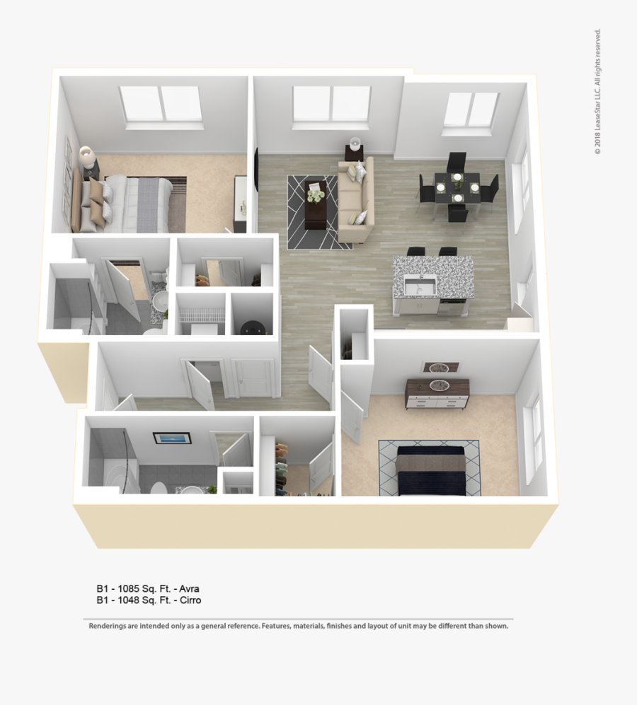 Two Bedroom Apartment Floor Plan For Centerwest Luxury - Floor Plan, Transparent Clipart