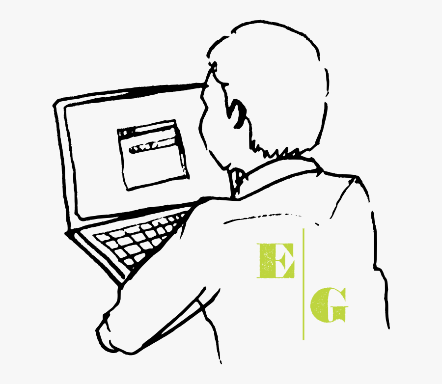 Person On Computer Drawing, Transparent Clipart