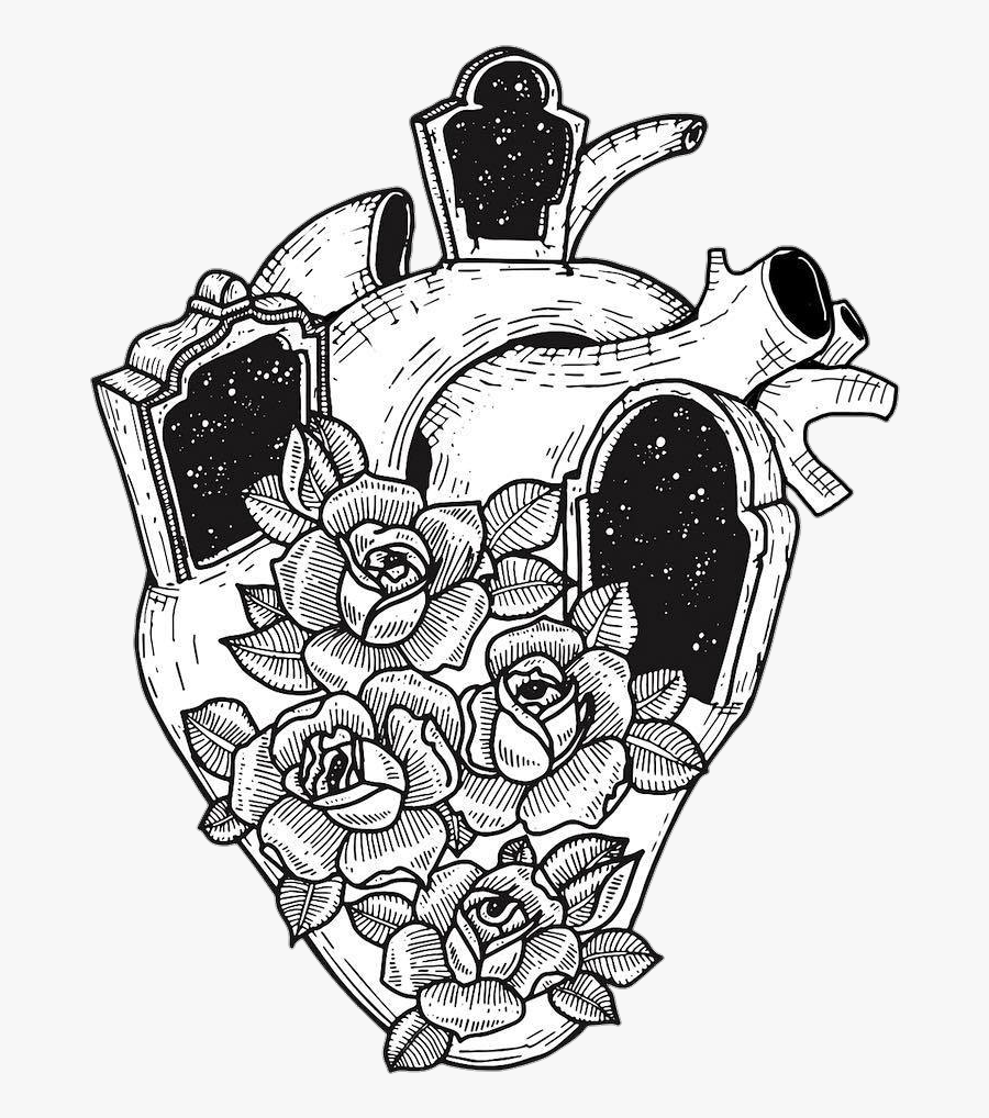 #blackandwhite #heart #hearts #flower #flowers #rose - Broken Isn T Bad Heart, Transparent Clipart