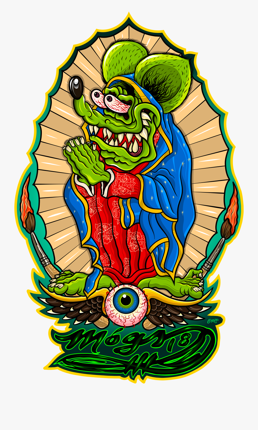 Image Of Virgin Mary Stickers - Rat Fink Virgin Mary, Transparent Clipart