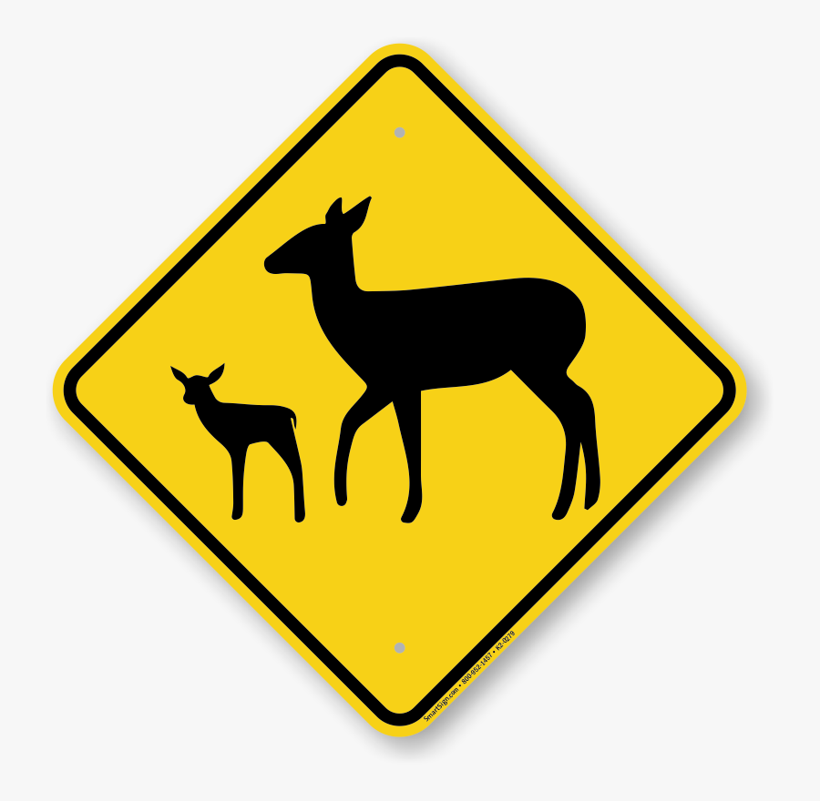 Deer With Fawn Crossing Sign - Animal Road Signs Australia, Transparent Clipart