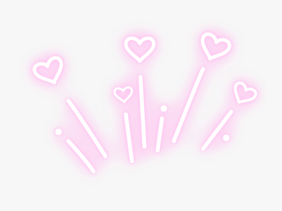 #glowing #neon #pink #heart #hearts #sign #boom #lights - Aesthetic Neon Light Transparent, Transparent Clipart