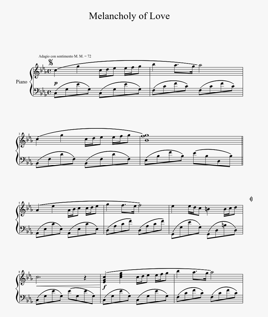 Melancholy Of Love Sheet - Melancholy Of Love Piano, Transparent Clipart