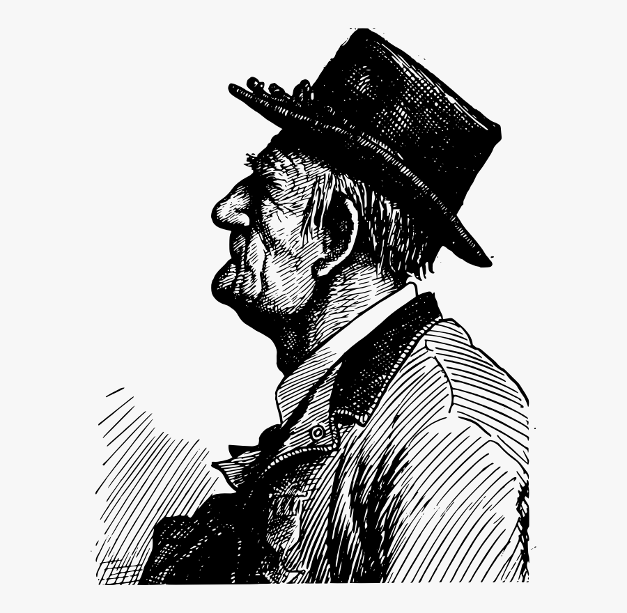 Old Man With A Hat - Face Old Man Vector, Transparent Clipart