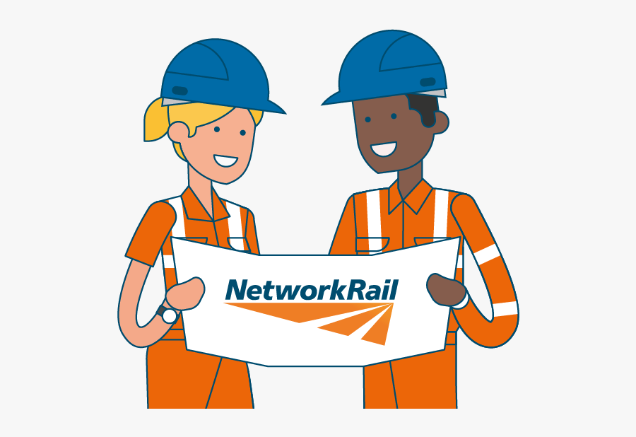 Two Network Rail Engineers Graphic - Cartoon, Transparent Clipart