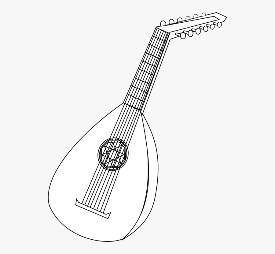 Indian Musical Instruments - Lute Coloring Page, Transparent Clipart