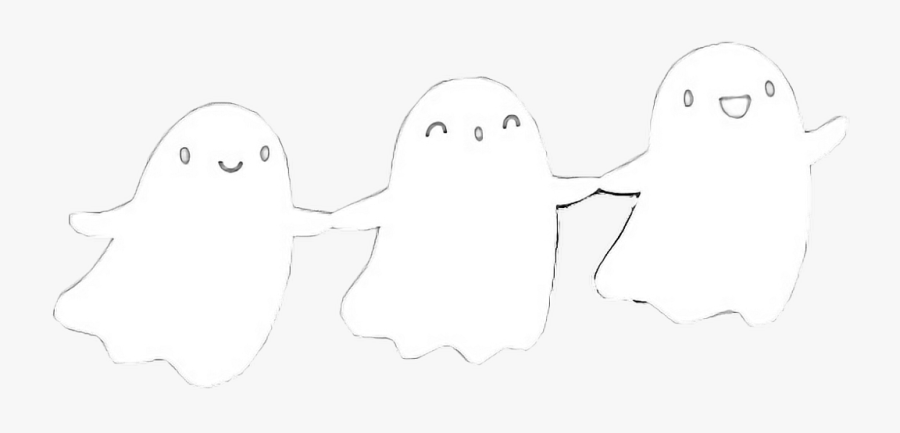 #halloween #ghost #ghosts #cute #kawaii #three #holdinghands - Cute Animated Halloween Gif, Transparent Clipart