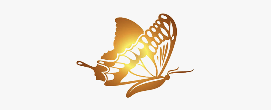 Transparent Background Gold Butterfly, Transparent Clipart