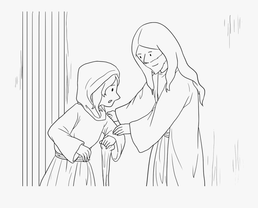 Transparent Bible Stories Clipart - Jesús Sana A Una Mujer Para Colorear, Transparent Clipart