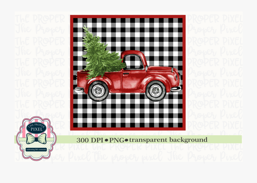 Red Truck With Christmas Tree Sublimation Printable - Christmas Tree In Pickup Printable, Transparent Clipart