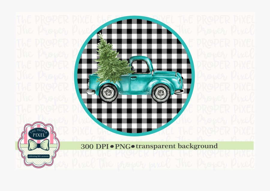 Vintage Truck With Christmas Tree Sublimation Printable, Transparent Clipart